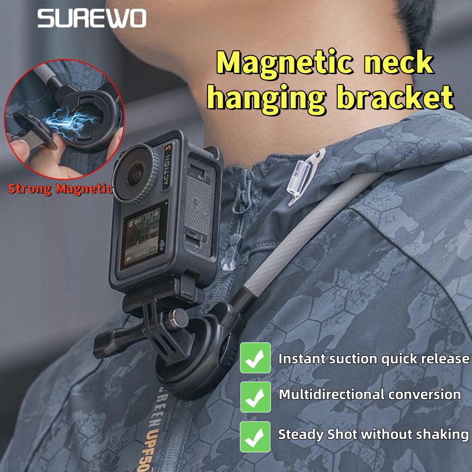SUREWO-Support de cou magnétiq - Gopro Action Camera Hero 12 Black avis et prix